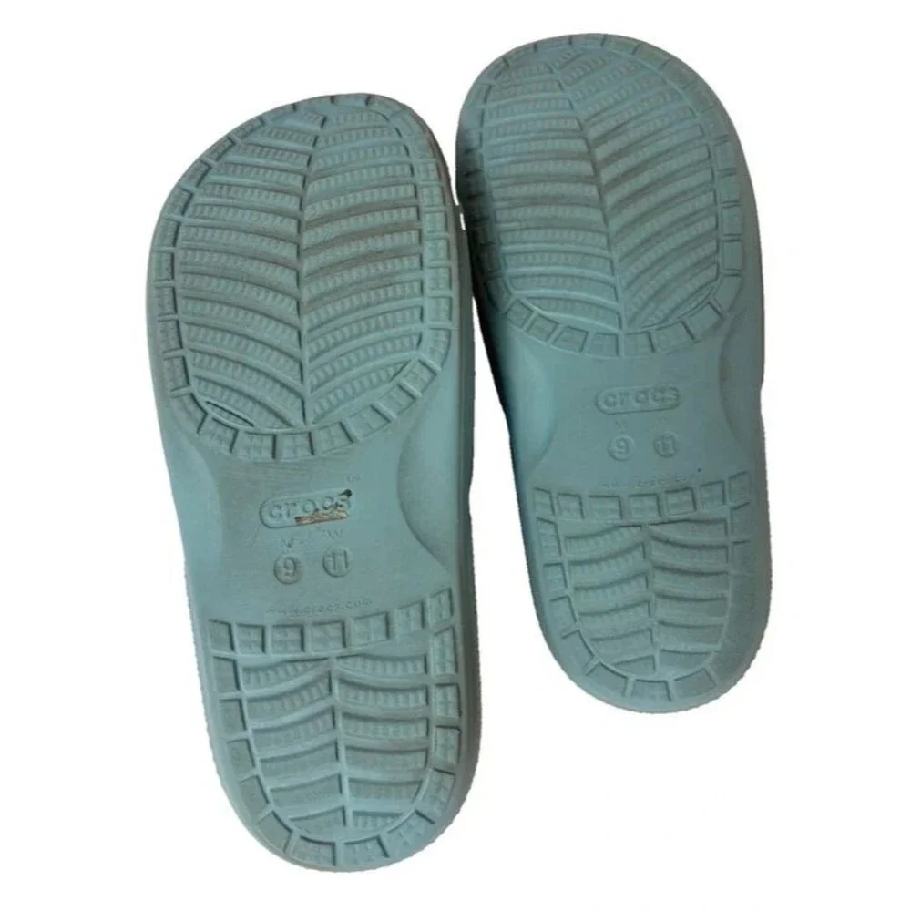 Crocs Slides Summer Sandals Blueish/Green Men’s US Size 9 Women’s US Size 11